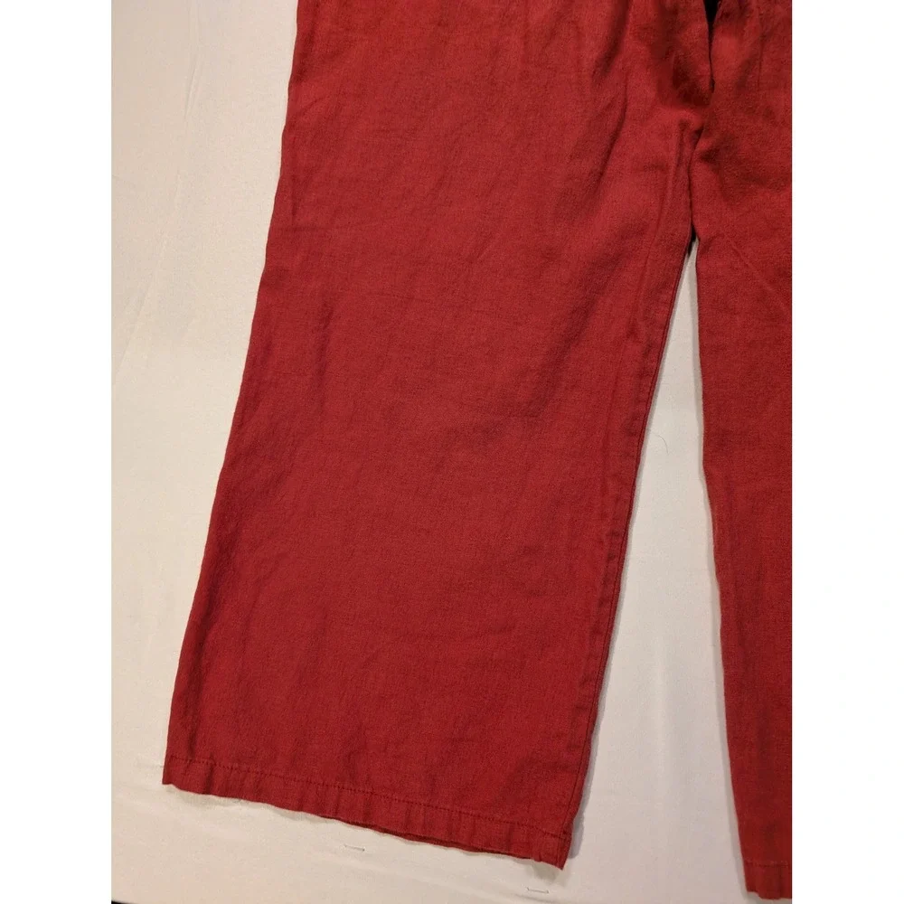 Old Navy Mens XL Red Linen Blend Drawstring Elastic Waist Straight Leg Pants - Picture 9 of 11
